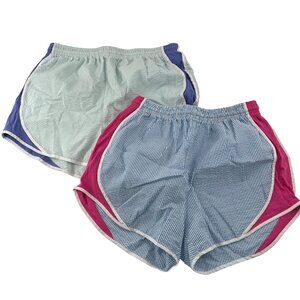 Lauren James Shorties Seersucker Womens Shorts 2‎ Pairs XL Blue Pink Athletic